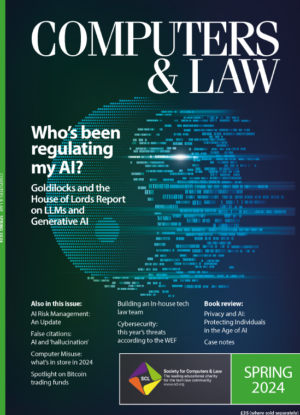 Front cover of Computers & LAw magazine Spring 2024 issue