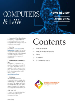 front page of Computers & Law News Review April 2024