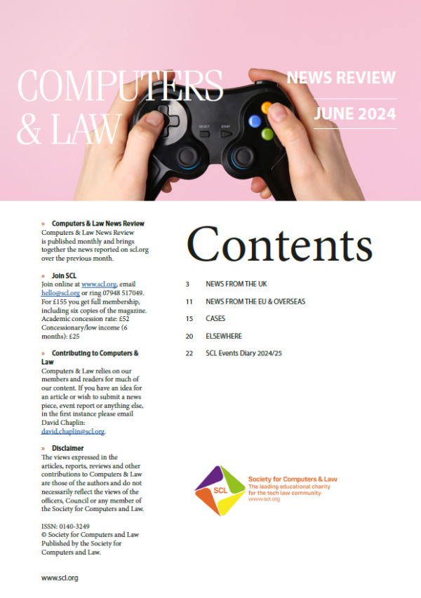 fornt page of Computers & LAw News Review June 2024