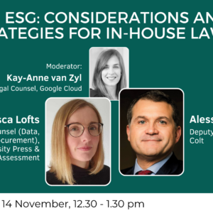 ESG: considerations and strategies for In-House Lawyers Webinar